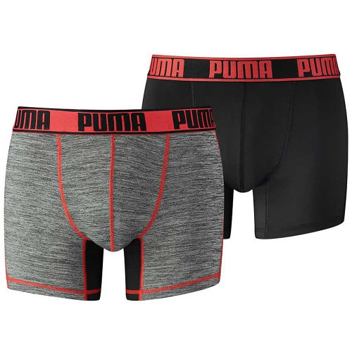 Чоловічі труси (боксерки)   PUMA Sport Active Microfiber 2-Pack Boxers, Black / Red / Grey 671018001 232 030